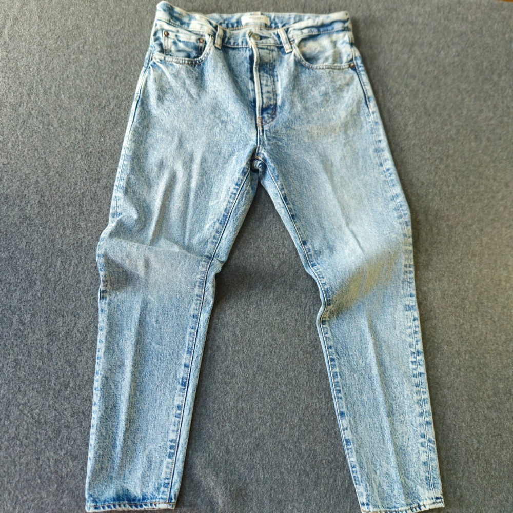 MOUSSY VINTAGE Howa High Rise Straight Taper Acid Wash Jeans Button Fly 28 Japan